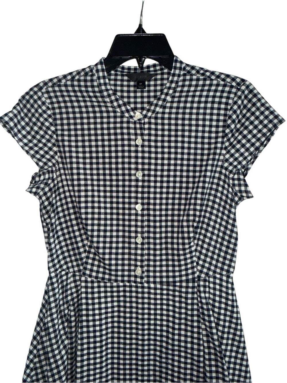 J. Crew Blue Gingham Short Sleeve Dress Size 6P - Picture 5 of 11